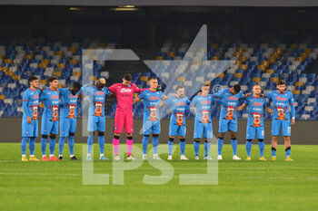 2022-12-17 - the formation of Napoli in the minute of silence for the disappearance of Mialovic during the friendly football match SSC Napoli v Villarreal FC  at Diego Armando Maradona stadium  - NAPOLI VS VILLAREAL - FRIENDLY MATCH - SOCCER