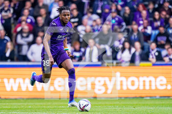 2022-05-01 - Christian Kouame of RSC Anderlecht during the Belgian championship Jupiler Pro League football match between RSC Anderlecht and Club Brugge on May 1, 2022 at Lotto Park in Brussel, Belgium - RSC ANDERLECHT VS CLUB BRUGGE - BELGIAN PRO LEAGUE - SOCCER
