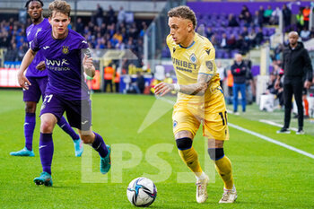 2022-05-01 - Noa Lang of Club Brugge during the Belgian championship Jupiler Pro League football match between RSC Anderlecht and Club Brugge on May 1, 2022 at Lotto Park in Brussel, Belgium - RSC ANDERLECHT VS CLUB BRUGGE - BELGIAN PRO LEAGUE - SOCCER