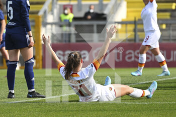 2022-02-13 - Emilie Bosshard Haavi of A.S. Roma during the quarter-final return match of Women's Coppa Italia between A.S. Roma Women and F.C. Como Women at the stadio Tre Fontane on 13th of February, 2022 in Rome, Italy. - AS ROMA VS FC COMO WOMEN - WOMEN ITALIAN CUP - SOCCER