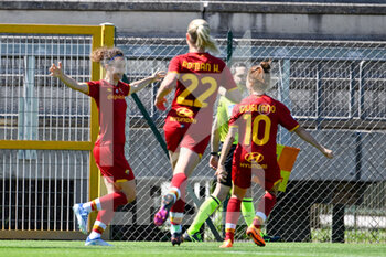 2022-04-30 - Angelica Soffia (AS Roma Women) celebrates after scoring the goal 1-0 during the Women's Italian Cup 2021/22 match between AS Roma vs Empoli Ladies at the Tre Fontane stadium on 30 April 2022. - AS ROMA VS EMPOLI LADIES - WOMEN ITALIAN CUP - SOCCER