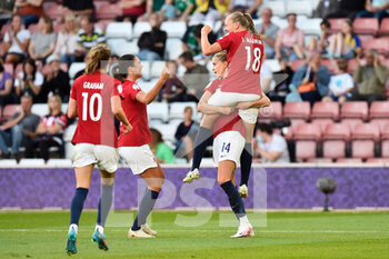2022-07-07 - Frida Maanum (18) of Norway celebrates scoring the second goal 2-0 during the UEFA Women's Euro 2022, Group A football match between Norway and Northern Ireland on July 7, 2022 at the St Mary's Stadium in Southampton, England - FOOTBALL - WOMEN'S EURO 2022 - NORWAY V NORTHERN IRELAND - UEFA EUROPEAN - SOCCER
