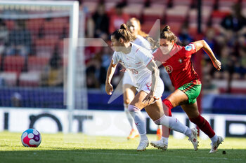 2022-07-09 - Switzerland Forward Ramona Bachmann, Portugal Defender Diana Gomes during the UEFA Women's Euro 2022, Group C football match between Portugal and Switzerland on July 9, 2022 at Leigh Sports Village in Leigh, England - FOOTBALL - WOMEN'S EURO 2022 - PORTUGAL V SWITZERLAND - UEFA EUROPEAN - SOCCER