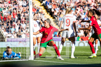 2022-07-09 - Portugal Defender Diana Gomes scores a goal 1-2 during the UEFA Women's Euro 2022, Group C football match between Portugal and Switzerland on July 9, 2022 at Leigh Sports Village in Leigh, England - FOOTBALL - WOMEN'S EURO 2022 - PORTUGAL V SWITZERLAND - UEFA EUROPEAN - SOCCER