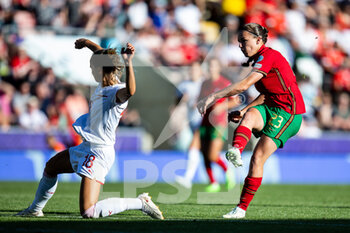 2022-07-09 - Portugal Forward Telma Encarnacao, Switzerland Defender Viola Monica Calligaris during the UEFA Women's Euro 2022, Group C football match between Portugal and Switzerland on July 9, 2022 at Leigh Sports Village in Leigh, England - FOOTBALL - WOMEN'S EURO 2022 - PORTUGAL V SWITZERLAND - UEFA EUROPEAN - SOCCER