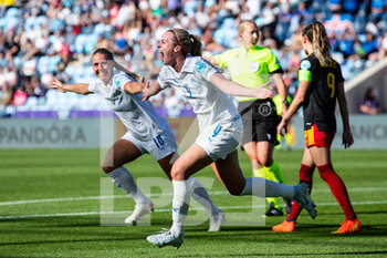 2022-07-10 - Iceland Forward Berglind Thorvaldsdottir scores and celebrates 0-1 during the UEFA Women's Euro 2022, Group D football match between Belgium and Iceland on July 10, 2022 at Manchester City Academy Stadium in Manchester, England - FOOTBALL - WOMEN'S EURO 2022 - BELGIUM V ICELAND - UEFA EUROPEAN - SOCCER