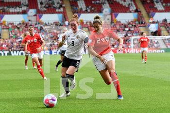 2022-07-11 - Marissa Callaghan (8) of Northern Ireland and Marina Georgieva (2) of Austria during the UEFA Women's Euro 2022, Group A football match between Austria and Northern Ireland on July 11, 2022 at the St Mary's Stadium in Southampton, England - FOOTBALL - WOMEN'S EURO 2022 - AUSTRIA V NORTHERN IRELAND - UEFA EUROPEAN - SOCCER