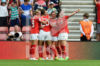 2022-07-11 - Katharina Elisa Naschenweng (3) of Austria celebrates scoring the second goal during the UEFA Women's Euro 2022, Group A football match between Austria and Northern Ireland on July 11, 2022 at the St Mary's Stadium in Southampton, England - FOOTBALL - WOMEN'S EURO 2022 - AUSTRIA V NORTHERN IRELAND - UEFA EUROPEAN - SOCCER