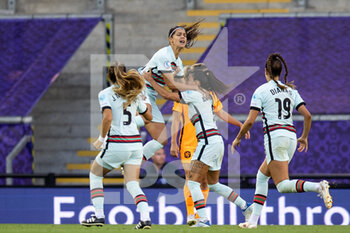 2022-07-13 - Portugal Defender Carole Costa (15) scores and celebrates 2-1 with team mates during the UEFA Women's Euro 2022, Group C football match between Netherlands and Portugal on July 13, 2022 at Leigh Sports Village in Leigh, England - FOOTBALL - WOMEN'S EURO 2022 - NETHERLANDS V PORTUGAL - UEFA EUROPEAN - SOCCER