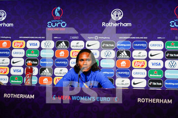 2022-07-22 - Wendie Renard of France during the Press Conference prior to the Quarter Final of the UEFA Women's Euro 2022 football match between France and Netherlands on July 22, 2022 at New York Stadium in Rotherham, England - FOOTBALL - WOMEN'S EURO 2022 - PRESS CONFERENCE AND TRAINING OF THE FRENCH TEAM - UEFA EUROPEAN - SOCCER