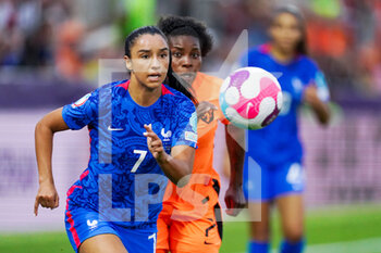2022-07-23 - Sakina Karchaoui of France, Lineth Beerensteyn of the Netherlands during the UEFA Women's Euro 2022, quarter final football match between France and Netherlands on July 23, 2022 at New York Stadium in Rotherham, England - FOOTBALL - WOMEN'S EURO 2022 - 1/4 - FRANCE V NETHERLANDS - UEFA EUROPEAN - SOCCER