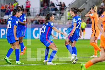2022-07-23 - Eve Perisset of France is celebrating her goal 1-0 during the UEFA Women's Euro 2022, quarter final football match between France and Netherlands on July 23, 2022 at New York Stadium in Rotherham, England - FOOTBALL - WOMEN'S EURO 2022 - 1/4 - FRANCE V NETHERLANDS - UEFA EUROPEAN - SOCCER