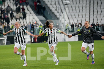 2022-03-23 - Linda Birgitta Sembrant (Juventus Women), Sara Gama (Juventus Women) and Tuija Annika Hyyrynen (Juventus Women) - JUVENTUS WOMEN VS OLYMPIQUE LYONNAIS - UEFA CHAMPIONS LEAGUE WOMEN - SOCCER