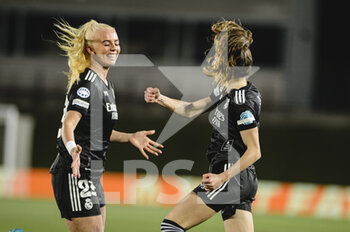 2022-03-22 - 20.03.2022, Madrid, Spain. Olga Carmona of Real Madrid CF Femenino celebrates her goal with team mates during the UEFA Women's Champions League match between Real Madrid and FC Barcelona at Estadio Alfredo Di Stefano on 20 March 2022 in Madrid Spain. - REAL MADRID VS FC BARCELONA - UEFA CHAMPIONS LEAGUE WOMEN - SOCCER