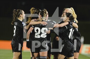 2022-03-22 - 20.03.2022, Madrid, Spain. Olga Carmona of Real Madrid CF Femenino celebrates her goal with team mates during the UEFA Women's Champions League match between Real Madrid and FC Barcelona at Estadio Alfredo Di Stefano on 20 March 2022 in Madrid Spain. - REAL MADRID VS FC BARCELONA - UEFA CHAMPIONS LEAGUE WOMEN - SOCCER