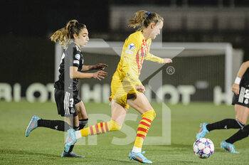2022-03-22 - 20.03.2022, Madrid, Spain. Caroline Hanssen Futbol Club Barcelona (R) is chased by Olga Carmona of Real Madrid CF Femenino (L) during the UEFA Women's Champions League match between Real Madrid and FC Barcelona at Estadio Alfredo Di Stefano on 20 March 2022 in Madrid Spain. - REAL MADRID VS FC BARCELONA - UEFA CHAMPIONS LEAGUE WOMEN - SOCCER