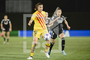 2022-03-22 - 20.03.2022, Madrid, Patri Guijarro Futbol Club Barcelona (L) is chased by Olga Carmona of Real Madrid CF Femenino (R) Spain. during the UEFA Women's Champions League match between Real Madrid and FC Barcelona at Estadio Alfredo Di Stefano on 20 March 2022 in Madrid Spain. - REAL MADRID VS FC BARCELONA - UEFA CHAMPIONS LEAGUE WOMEN - SOCCER