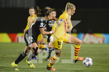 2022-03-22 - 20.03.2022, Madrid, Spain. Ana Crnogorcevic Futbol Club Barcelona (R) battles for the ball with Lucia Rodriguez of Real Madrid CF Femenino (L) during the UEFA Women's Champions League match between Real Madrid and FC Barcelona at Estadio Alfredo Di Stefano on 20 March 2022 in Madrid Spain. - REAL MADRID VS FC BARCELONA - UEFA CHAMPIONS LEAGUE WOMEN - SOCCER