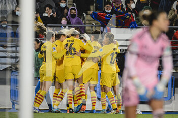 2022-03-22 - 20.03.2022, Madrid, Spain. Claudia Pina Futbol Club Barcelona  celebrates her goal with her teammates during the UEFA Women's Champions League match between Real Madrid and FC Barcelona at Estadio Alfredo Di Stefano on 20 March 2022 in Madrid Spain. - REAL MADRID VS FC BARCELONA - UEFA CHAMPIONS LEAGUE WOMEN - SOCCER