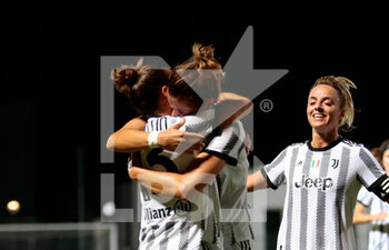 2022-08-18 - Cristiana Girelli of Juventus Women celebrating with Lisa Boattin of Juventus Women during the football match Juventus Women and Racing Fc Union of the first qualifying round of the Uefa Women’s Champions League on August 18, 2022 at Juventus Training Ground, Turin, Italy. Photo Nderim Kaceli - JUVENTUS WOMEN VS RACING UNION - UEFA CHAMPIONS LEAGUE WOMEN - SOCCER