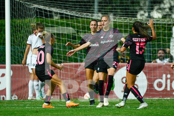 2022-09-29 - Carina Wenninger (AS Roma Women) celebrates after scoring the goal 1-1 during the UEFA Women’s Champions League 2022/23 match between AS Roma vs Sparta Praha at the Tre Fontane stadium on 29 September 2022. - ROMA WOMEN VS ATHLETIC CLUB SPARTA PRAHA FOTBAL - UEFA CHAMPIONS LEAGUE WOMEN - SOCCER
