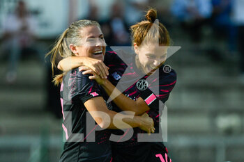 2022-09-29 - Emilie Haavi (AS Roma Women) and Manuela Giugliano (AS Roma Women) celebrates after scoring the goal 4-1 during the UEFA Women’s Champions League 2022/23 match between AS Roma vs Sparta Praha at the Tre Fontane stadium on 29 September 2022. - ROMA WOMEN VS ATHLETIC CLUB SPARTA PRAHA FOTBAL - UEFA CHAMPIONS LEAGUE WOMEN - SOCCER