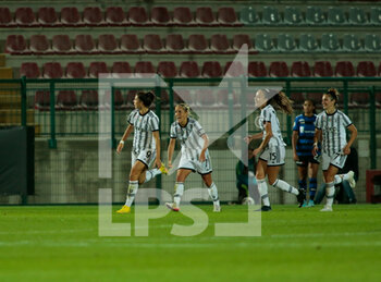 2022-09-28 - Sofia Cantore of Juventus Women celebrating after a goal  during the Women’s UEFA Champions League, Preliminary round, Seconda match between Juventus Women and Hb Koge, on 28 September 2022 at Moccagatta stadium in Alessandria, Italy. Photo Nderim Kaceli - JUVENTUS WOMEN VS KOGE - UEFA CHAMPIONS LEAGUE WOMEN - SOCCER