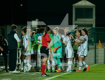2022-09-28 - Sofia Cantore of Juventus Women celebrating with team after a goal during the Women’s UEFA Champions League, Preliminary round, Seconda match between Juventus Women and Hb Koge, on 28 September 2022 at Moccagatta stadium in Alessandria, Italy. Photo Nderim Kaceli - JUVENTUS WOMEN VS KOGE - UEFA CHAMPIONS LEAGUE WOMEN - SOCCER