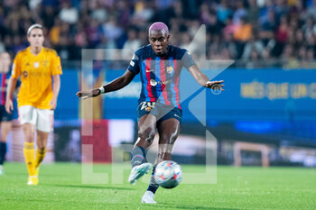 2022-10-19 - Asisat Oshoala of FC Barcelona during the UEFA Women’s Champions League, Group D football match between FC Barcelona and SL Benfica on October 19, 2022 at Johan Cruyff Stadium in Barcelona, Spain - FOOTBALL - WOMEN'S CHAMPION'S LEAGUE - FC BARCELONA V SL BENFICA - UEFA CHAMPIONS LEAGUE WOMEN - SOCCER
