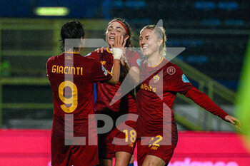 2022-12-16 - Benedetta Glionna (AS Roma Women) celebrates after scoring the goal 2-0 during the UEFA Women’s Champions League 2022/23 match between AS Roma vs SKN St. Polten at the Domenico Francioni stadium Latina on 16 December 2022. - AS ROMA VS SKN ST. POLTEN - UEFA CHAMPIONS LEAGUE WOMEN - SOCCER