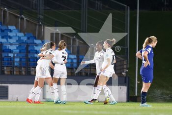 2022-12-08 - Caroline Weir of Real Madrid celebrates a goal 1-0 during the UEFA Women's Champions League, Group A, football match between Real Madrid and Chelsea on December 8, 2022 at Alfredo di Stefano stadium in Valdebebas near Madrid, Spain - FOOTBALL - WOMEN'S CHAMPIONS LEAGUE - REAL MADRID V CHELSEA - UEFA CHAMPIONS LEAGUE WOMEN - SOCCER
