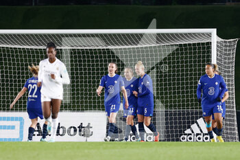 2022-12-08 - Chelsea players celebrate the Real Madrid Misa Rodriguez' own goal 1-1 during the UEFA Women's Champions League, Group A, football match between Real Madrid and Chelsea on December 8, 2022 at Alfredo di Stefano stadium in Valdebebas near Madrid, Spain - FOOTBALL - WOMEN'S CHAMPIONS LEAGUE - REAL MADRID V CHELSEA - UEFA CHAMPIONS LEAGUE WOMEN - SOCCER