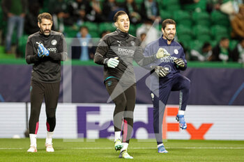 2022-02-15 - Ederson (31) of Manchester City warms up during the UEFA Champions League, round of 16, 1st leg football match between Sporting Lisbon and Manchester City on February 15 2022 at Estadio Jose Alvalade in Lisbon, Portugal - SPORTING LISBON VS MANCHESTER CITY - UEFA CHAMPIONS LEAGUE - SOCCER