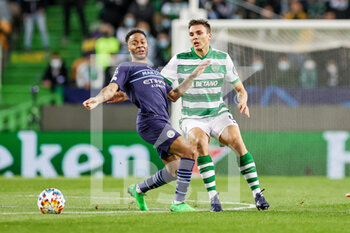 2022-02-15 - Joao Palhinha (6) of Sporting CP goes past Raheem Sterling (7) of Manchester City during the UEFA Champions League, round of 16, 1st leg football match between Sporting Lisbon and Manchester City on February 15 2022 at Estadio Jose Alvalade in Lisbon, Portugal - SPORTING LISBON VS MANCHESTER CITY - UEFA CHAMPIONS LEAGUE - SOCCER