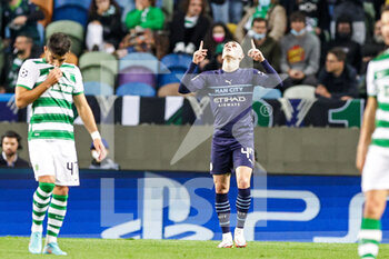 2022-02-15 - Phil Foden (47) of Manchester City celebrates a goal 0-3 during the UEFA Champions League, round of 16, 1st leg football match between Sporting Lisbon and Manchester City on February 15 2022 at Estadio Jose Alvalade in Lisbon, Portugal - SPORTING LISBON VS MANCHESTER CITY - UEFA CHAMPIONS LEAGUE - SOCCER