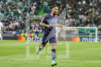 2022-02-15 - Raheem Sterling (7) of Manchester City celebrates a goal 0-5 during the UEFA Champions League, round of 16, 1st leg football match between Sporting Lisbon and Manchester City on February 15 2022 at Estadio Jose Alvalade in Lisbon, Portugal - SPORTING LISBON VS MANCHESTER CITY - UEFA CHAMPIONS LEAGUE - SOCCER