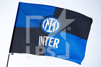 2022-02-16 - Illustration Inter Milan flag before the UEFA Champions League, Round of 16, 1st leg football match between FC Internazionale and Liverpool FC on February 16, 2022 at San Siro Stadium in Milan, Italy - INTER - FC INTERNAZIONALE VS LIVERPOOL FC - UEFA CHAMPIONS LEAGUE - SOCCER