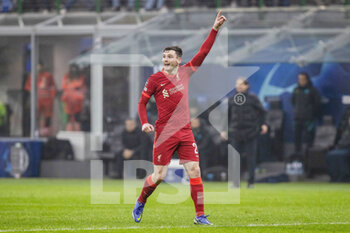 2022-02-16 - Liverpool defender Andrew Robertson during the UEFA Champions League, Round of 16, 1st leg football match between FC Internazionale and Liverpool FC on February 16, 2022 at San Siro Stadium in Milan, Italy - INTER - FC INTERNAZIONALE VS LIVERPOOL FC - UEFA CHAMPIONS LEAGUE - SOCCER