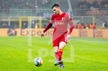 2022-02-16 - Liverpool defender Andrew Robertson during the UEFA Champions League, Round of 16, 1st leg football match between FC Internazionale and Liverpool FC on February 16, 2022 at San Siro Stadium in Milan, Italy - INTER - FC INTERNAZIONALE VS LIVERPOOL FC - UEFA CHAMPIONS LEAGUE - SOCCER