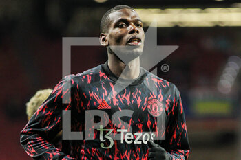 2022-02-23 - Paul Pogba of Manchester United warms up during the UEFA Champions League, round of 16, 1st leg football match between Atletico de Madrid and Manchester United on February 23, 2022 in Madrid, Spain - ATLETICO DE MADRID VS MANCHESTER UNITED - UEFA CHAMPIONS LEAGUE - SOCCER