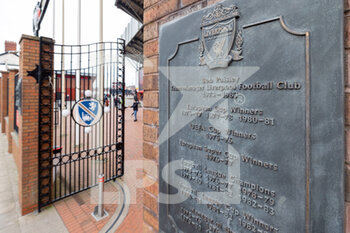 2022-03-08 - General stadium view outside Anfield, Bob Paisley Gates, before the UEFA Champions League, Round of 16, 2nd leg football match between Liverpool and FC Internazionale on March 8, 2022 at Anfield stadium in Liverpool, England - LIVERPOOL VS FC INTERNAZIONALE - UEFA CHAMPIONS LEAGUE - SOCCER
