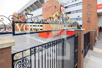 2022-03-08 - General stadium view outside Anfield, The Shankly Gates, before the UEFA Champions League, Round of 16, 2nd leg football match between Liverpool and FC Internazionale on March 8, 2022 at Anfield stadium in Liverpool, England - LIVERPOOL VS FC INTERNAZIONALE - UEFA CHAMPIONS LEAGUE - SOCCER