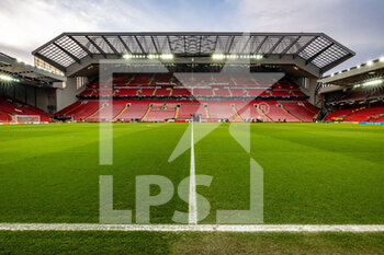 2022-03-08 - General stadium view inside Anfield, looking towards The Main Stand, before the UEFA Champions League, Round of 16, 2nd leg football match between Liverpool and FC Internazionale on March 8, 2022 at Anfield stadium in Liverpool, England - LIVERPOOL VS FC INTERNAZIONALE - UEFA CHAMPIONS LEAGUE - SOCCER