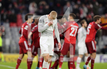 2022-03-08 - Rasmus Kristensen of Salzburg dejected after the Bayern's 5-0 goal during the UEFA Champions League, Round of 16, 2nd leg football match between Bayern Munich and Red Bull Salzburg on March 8, 2022 at Allianz Arena in Munich, Germany - BAYERN MUNICH VS RED BULL SALZBURG - UEFA CHAMPIONS LEAGUE - SOCCER