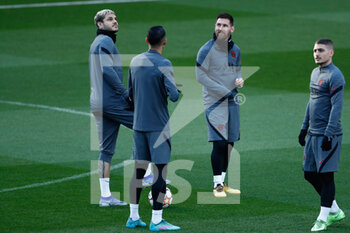 2022-03-08 - Mauro Icardi, Angel di Maria, Lionel Messi, Marco Verratti during the training session of Paris Saint-Germain prior to the UEFA Champions League, round of 16, second leg football match against Real Madrid on March 8, 2022 at Santiago Bernabeu stadium in Madrid, Spain - TRAINING SESSION OF PARIS SAINT-GERMAIN PRIOR TO THE UEFA CHAMPIONS LEAGUE AGAINST REAL MADRID - UEFA CHAMPIONS LEAGUE - SOCCER