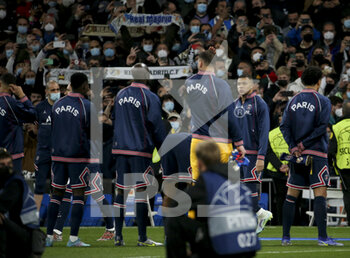 2022-03-09 - Kylian Mbappe of PSG enters the pitch with teammates before the UEFA Champions League, Round of 16, 2nd leg football match between Real Madrid and Paris Saint-Germain (PSG) on March 9, 2022 at Santiago Bernabeu stadium in Madrid, Spain - REAL MADRID VS PARIS SAINT-GERMAIN - UEFA CHAMPIONS LEAGUE - SOCCER
