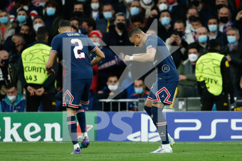 2022-03-09 - Kylian Mbappe of PSG celebrates a goal 0-1 during the UEFA Champions League, Round of 16, 2nd leg football match between Real Madrid and Paris Saint-Germain on March 9, 2022 at Santiago Bernabeu stadium in Madrid, Spain - REAL MADRID VS PARIS SAINT-GERMAIN - UEFA CHAMPIONS LEAGUE - SOCCER