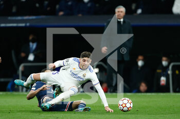 2022-03-09 - Fede Valverde of Real Madrid during the UEFA Champions League, Round of 16, 2nd leg football match between Real Madrid and Paris Saint-Germain on March 9, 2022 at Santiago Bernabeu stadium in Madrid, Spain - REAL MADRID VS PARIS SAINT-GERMAIN - UEFA CHAMPIONS LEAGUE - SOCCER