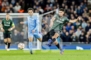 2022-03-09 - Goncalo Inacio (25) of Sporting CP during the UEFA Champions League, Round of 16, 2nd leg football match between Manchester City and Sporting Lisbon on March 9, 2022 at the Etihad Stadium in Manchester, England - MANCHESTER CITY VS SPORTING LISBON - UEFA CHAMPIONS LEAGUE - SOCCER