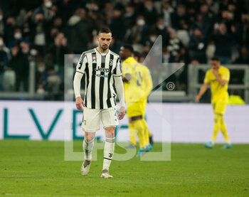 2022-03-16 - Mattia De Sciglio of Juventus Fc during the UEFA Champions League, Round of 16, 2nd leg football match between Juventus FC and Villarreal CF on March 16, 2022 at Allianz Stadium in Turin, Italy - JUVENTUS FC VS VILLAREAL FC - UEFA CHAMPIONS LEAGUE - SOCCER